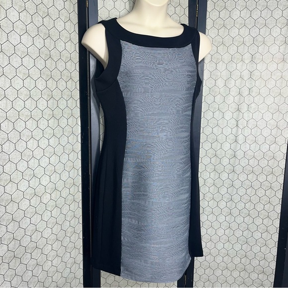 Calvin Klein Sleeveless Sheath Dress with Textured Panels - Picture 2 of 13